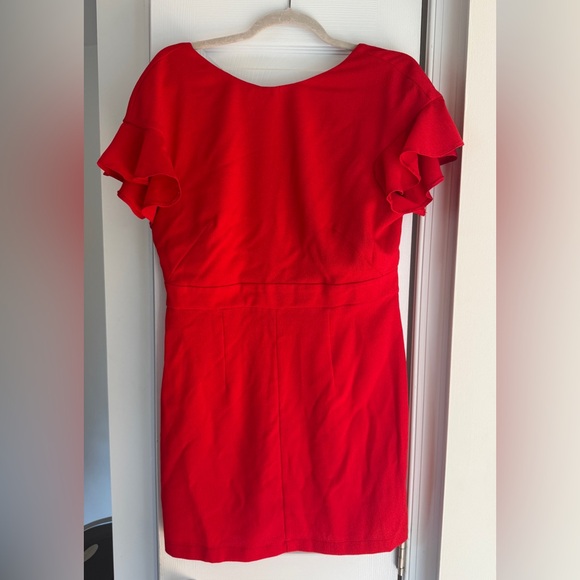 ASOS Red Mini Dress with Ruffle Sleeves - Picture 1 of 4